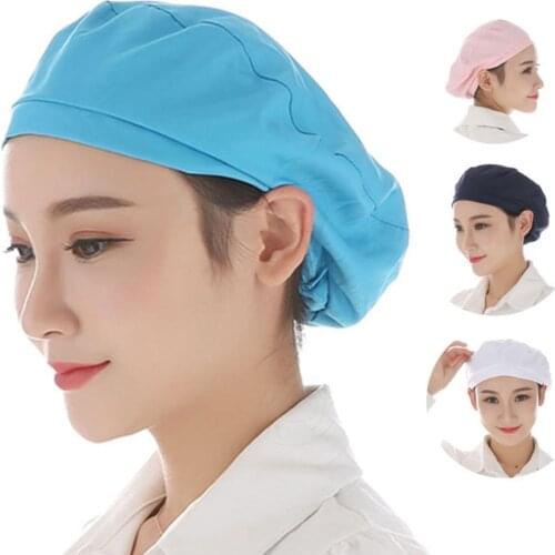 Women Elastic Soft Breathable Dust-proof Cap Kitchen Restaurant Bakery Chef Hat