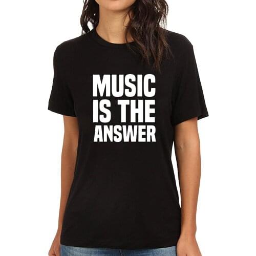 Lyprerazy Womens Music Is The Answer Funny Printed T-Shirt