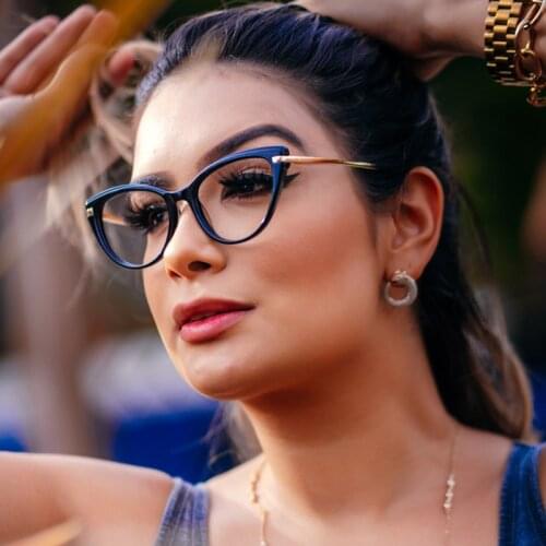 Womens Cat Eye Black Glasses Brand Designer Spectacles Frame Anti Radiation Computer Glasses Sexy Female Eyewear