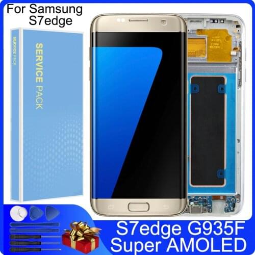 5.5" Super AMOLED LCD For SAMSUNG Galaxy S7 Edge G935F G935 LCD Display Touch Screen Digitizer Assembly Replacement with Frame