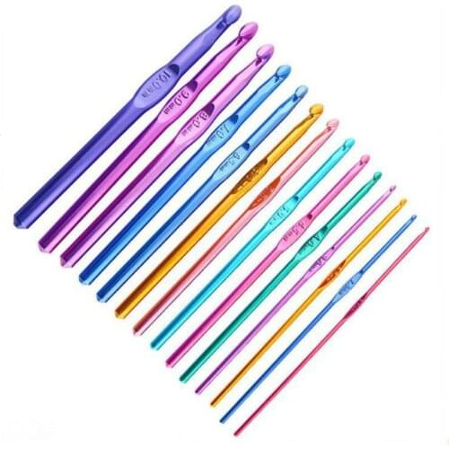 1Pcs Color Crochet Sewing Needle Aluminum Sweater Crochet 2-10mm Full Hand Knitting Tool