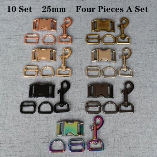 10 Set 25mm Metal D Ring+Snap Hook+Adjustable+Release Buckle DIY Dog Collar and Leash Accessories 4JT25mm782607