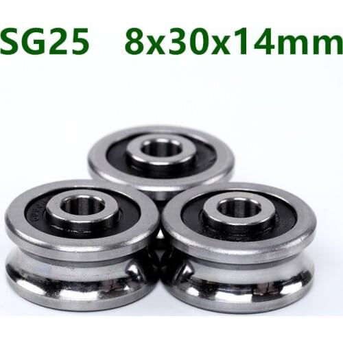 10pcs/20pcs SG25 8mm U Groove pulley wheel ball bearings 8*30*14 mm Track guide roller bearing SG8RS (double row balls) ABEC-5