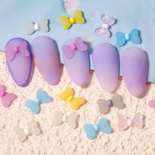 10PCS Sweet Grind Arenaceous Bowknot Nail Art Charm Colorful 3D DIY Manicure Tips Accessories Charms