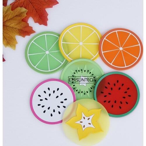 200pcs Cup Mat Pad Coaster Fruit Shape Silicone Cup Pad Slip Insulation Pad Hot Drink Mats