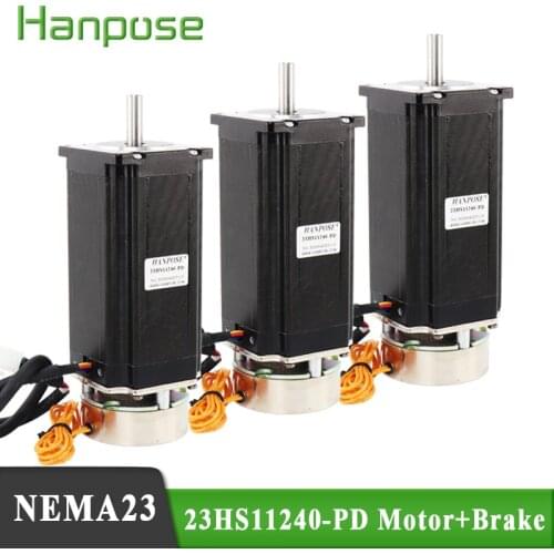 3pcs 57 step motor electrified brake integrated machine 23HS11240 large torque 300N.cm power off brake holding brake motor engra