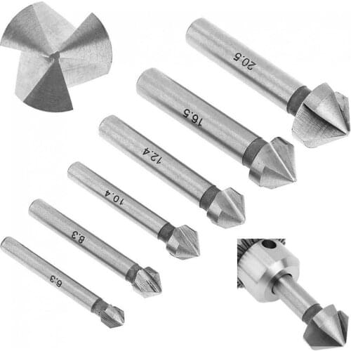6pcs 90 Degree 3 Flutes HSS Countersink Drill Bit Chamfering Tool 6.3 To 20.5mm Cricut Wood Milling Cutter Woodworking Tools