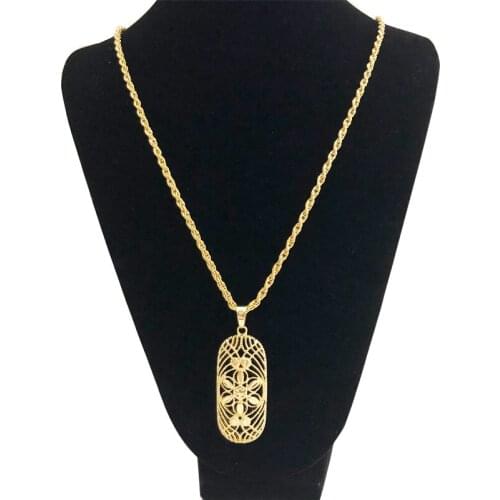 African gold color metal necklace beautiful Dubai Indian hollowed-out pendant Algerian party jewelry for woman