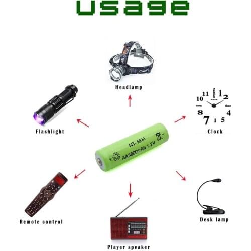 12PCS AA 2A 3800mAh Ni-MH 1.2V Rechargeable Battery 14mm*50mm Nickel-metal Hydride Batteries Pre-Charged
