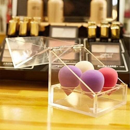 High Clear Makeup Foundation Collection 4-Slot Acrylic Make Up Beauty Organizer Blender Case Box