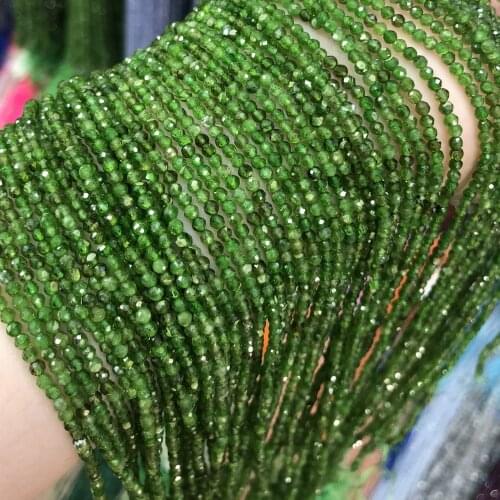 High Quality Natural Stone Beaded Green Chrome Diopside Faceted Round Beads for DIY Charm Bracelet Necklace Jewelry Making 38cm