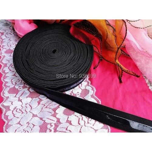 Elastic strap with silicone grip thin and light 2cm webbing color black for dress bag belt hair tie shoes head lamp