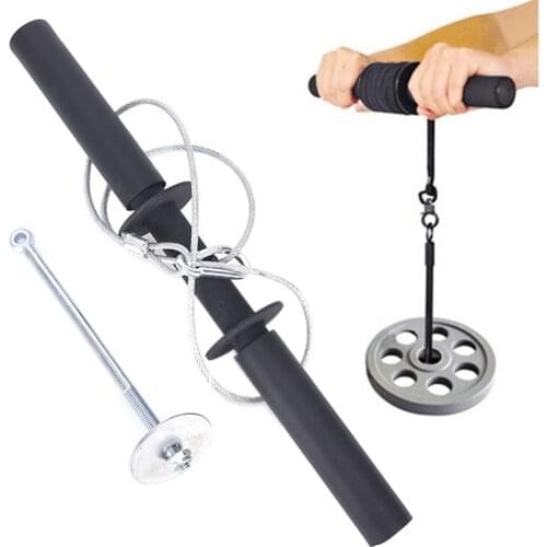 Fitness Arm Blaster Strong Power Stick Pull Rope Wrist Roller Forearm Workout Hand Gripper Strengthener Training