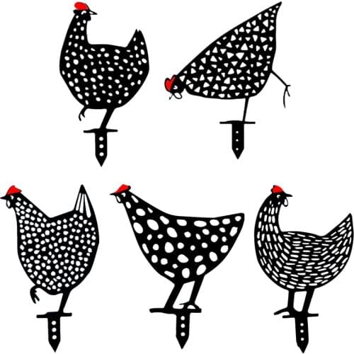 Chicken Yard Art Metal Hen Acrylic Hollow Out Chicken Ornaments Garden Lawn Hen Statues Yard Decor Garden Backyard Decorations