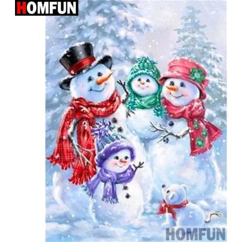 HOMFUN Full Square/Round Drill 5D DIY Diamond Painting "Cartoon snowman" 3D Diamond Embroidery Cross Stitch Home Decor A19052