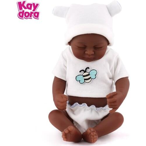 KAYDORA 10 Inch 25cm African American Black Babies Reborn Popular Toys Soft Vinyl Realistic Mini Doll Cute Play Toy