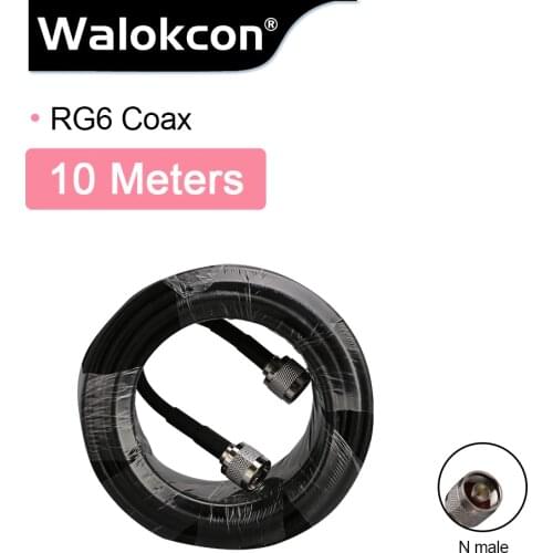 RG6 5D 10meters Low Loss Coaxial Cable 50ohm N Male to N Male Connector Communication Coax Cable For Mobile Phone Signal Booster