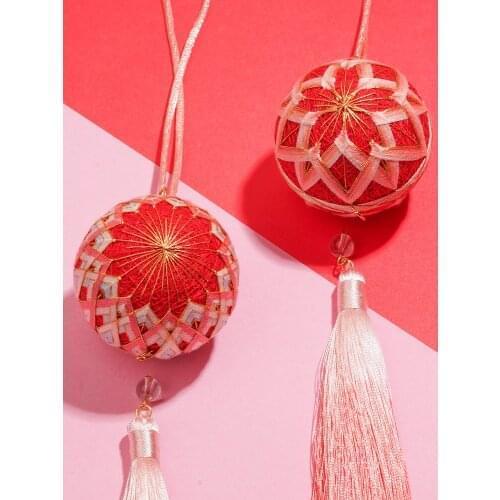 Red Temari hand ball/Temari ball Material package(make by yourself) DIY Key buckle Pendant gift