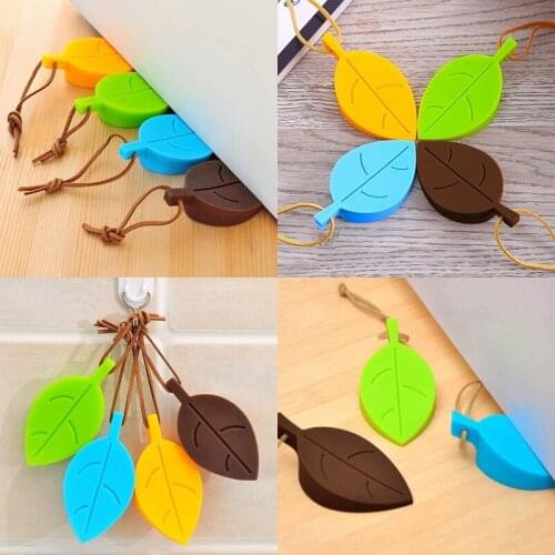 Creative Leaf Shape Silicone Door Stop Stoppers Wedge Non-Slip Door Block Children Safety Anti-Folder Hand Security Door Plug