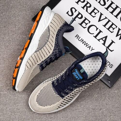 Men Vulcanize Shoes Mesh Men Shoes Breathable Mens Sneakers Trendy Lace-Up Lightweight Tricolor Man Tenis Shoe Zapatillas Hombre