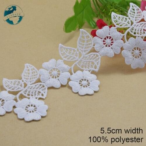3yards 5.5cm white polyester embroidery lace french lace ribbon fabric guipure diy trims warp knitting sewing Accessories#3706