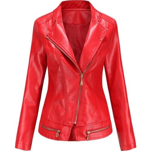 Pu Leather Jacket Womens Thin Section Autumn Zipper Jacket Casual Motorcycle Jacket Fashion Street Punk Jacket Clothing Ladies