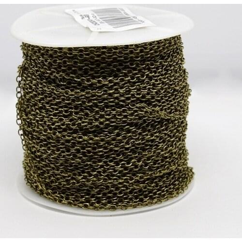 92m/Roll Brass Chains for jewelry making bracelet necklace,Lead Free and Nickel Free,Link:about 4x3mm,0.6mm thick F80