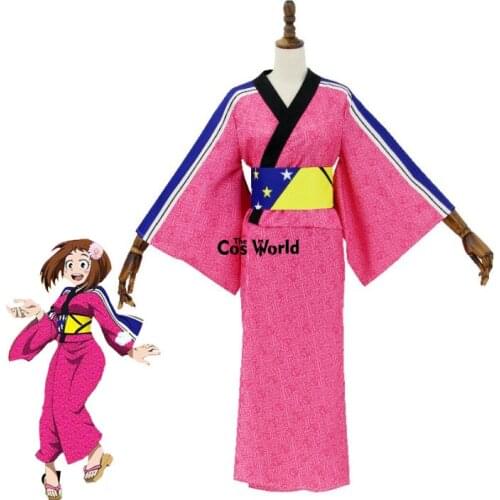 Boku No Hero Academia My Hero Academia Uraraka Ochako Cute Kimono Dress Uniform Outfit Anime Cosplay Costumes