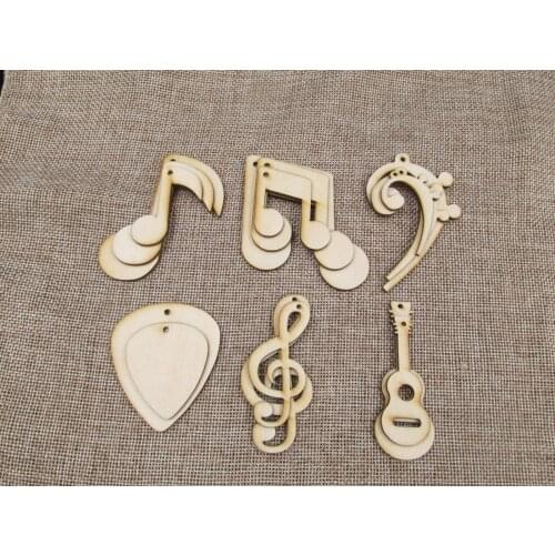DIY Unfinished Laser Cut Wooden Earrings Blank Pendant Musical Notation Guitar Shapes For Jewelry Findings Components