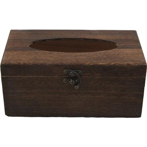 NHBR 1PC Useful Wooden Retro Tissue Box Cover Paper Napkin Holder Case Home Car Decor