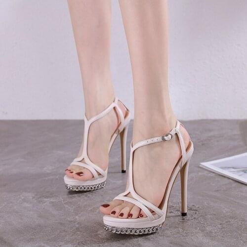 2021 summer new ladies fashion stilettos super high heel waterproof fairy style net red sandals