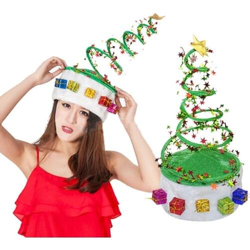 2021 Christmas Hat New Year Party Hat Spring Green Christmas Tree Christmas Santa Claus Hat Show Ball Decoration Hat Bucket Hat
