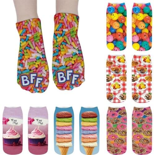 New Fashion Cute Casual Cotton Socks 3D Candy Fruit Printing Sock Unisex Men & Women Breathable Socks Popular Style Meias Hocoks