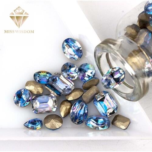 New High quality rhinestones 50pcs/pack pointback Glue on nail art Blue flame Laser 206LS nail sticker DIY symphony nail art