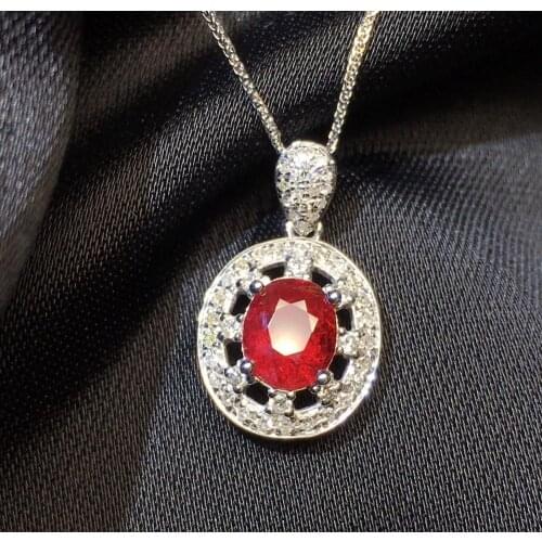 P530 Ruby Pendant 18K Gold Jewel 100% Natural Red Ruby 0.95ct Gemstones Pendants for Women Necklace