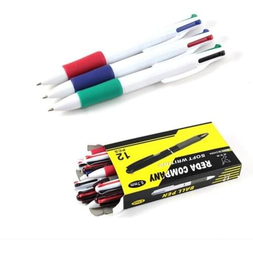 6pcs 4 colors in 1 Multicolors Ball Pen Eraser 0.7mm Stationery Canetas Escolar Material Office School Supplier Ballpoint Pen