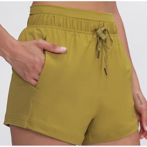 Drawstring Waist Yoga Shorts Womens Solid Color Pocket Loose Breathable Sports Pants Fitness Cycling Women Workout Gym Shorts