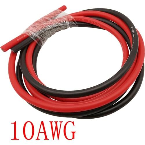 10AWG Cable Red + 1Meter Black Silicone Wire Soft Flexible Heat-Resistant Silicone 10AWG Cable