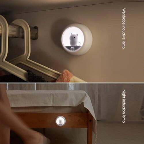 Cute Night Light Body Induction Lights Wall Hanging Lamp Pet Cat Bedroom Atmosphere Lamp USB Charging Cabinet Wall Hanging Lamps