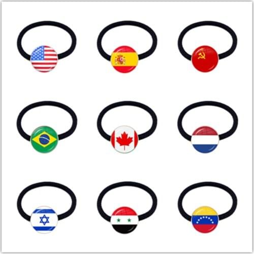 Soviet Union,Brazil,Canada,Netherlands,Israel,Syria,Venezuela,United States Spain National Flag Elastic Hair Bands Accessories