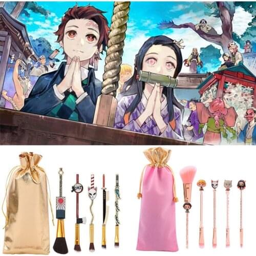 Anime Demon Slayer Makeup Brush Cosplay Women Accessories Makeup Tool bag Holiday Birthday Props Gift