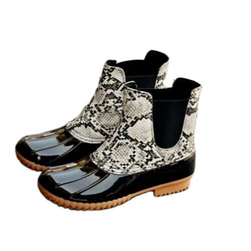 NiceWomens Shoes woman Rainboots Leopard Rain Boot Color Ladies Flat Heel Round Head Short Boots Waterproof Ankle Boots