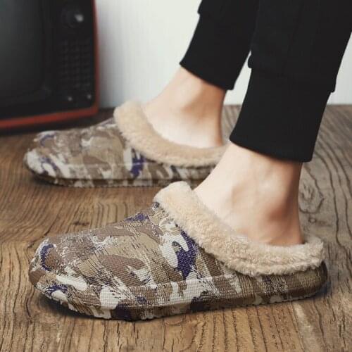 Winter Men Slippers Warm Furry Slippers Waterproof Indoor Home Fur Loafers Casual Plush Shoes for Male Winter House Footwear Men