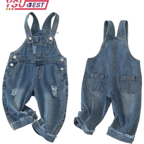 Kids Overalls Autumn Girls Outfits New Baby Boy Solid Denim Overalls Child Jean Pocket Pants Infant Jumpsuit Childrens Clothing