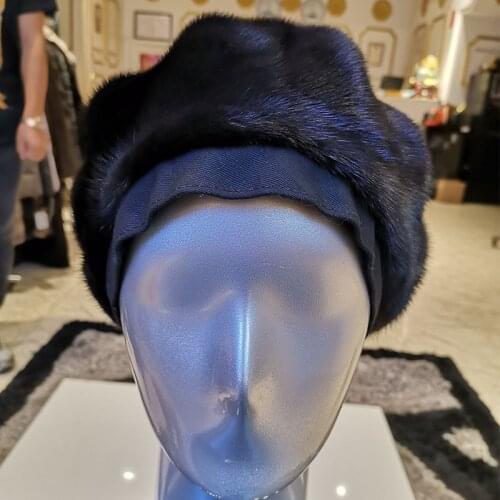 WINTER PALACE 2020 Fur Hat Winter Warm Natural Mink Fur Hats for Women Classic Luxury Caps Earflap mink hat