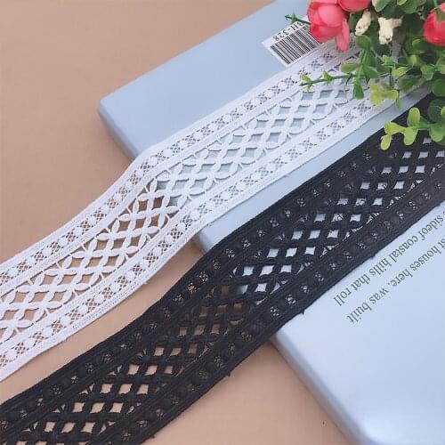 1Meter Black White Hollow Out Floral Embroidered Lace Ribbon DIY Apparel Sewing Fabric Home Textile Garment Decoration Lace Tape