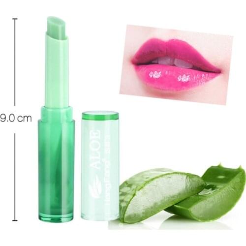 1 Pcs Moisturizer Nutritious Lip Balm Temperature Change Color Natural Aloe Vera Lipstick Long Lasting Nourish Protect Lips Care