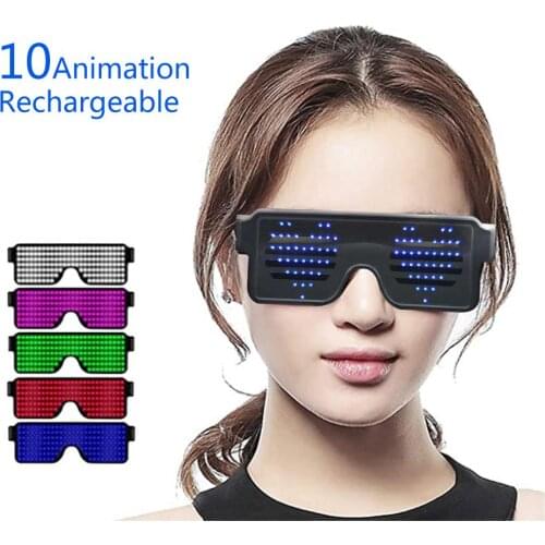 10 Modes Quick Flash USB Led Party USB charge Luminous Glasses Glow Sunglasses Christmas Concert light Toys Christmas decoration