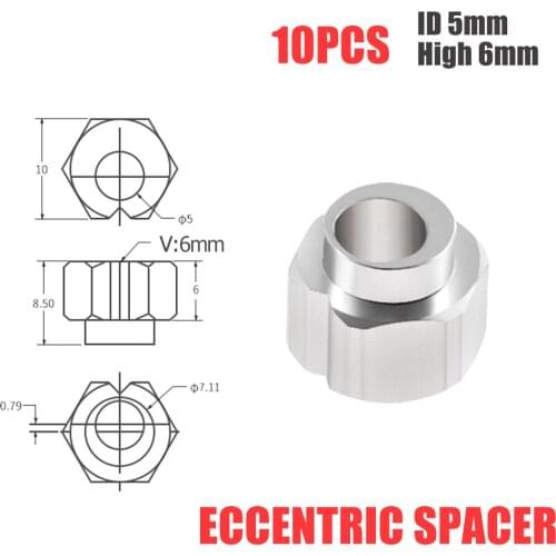10pcs 6mm Eccentric Spacer apply V-Slot rail V-Wheels for Reprap 3D printer OX/Shapeoko CNC DIY parts print printed