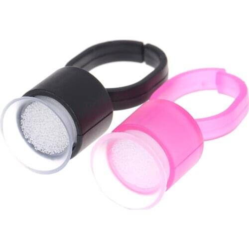 100pcs Tattoo Ink Ring Cups Glue Cap with Sponge Microblading Pigment Cup Tattoo Tool Holder Permanent Makeup Accessories Supply
